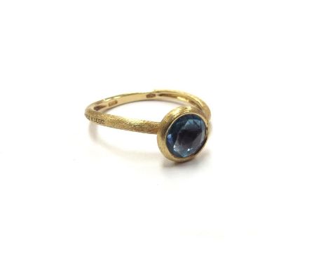 MARCO BICEGO 18ct Yellow Gold Jaipur Colour Collection Blue Topaz Stacking Ring, boxed with certificate Size O, 2.5g 