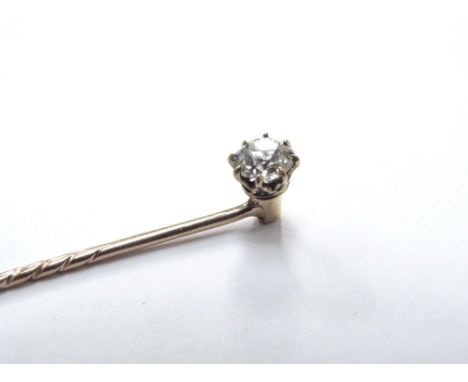 A diamond set stick pin with screw back, 0.50ct approx 