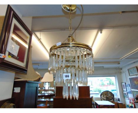 A cut glass basket light fitting