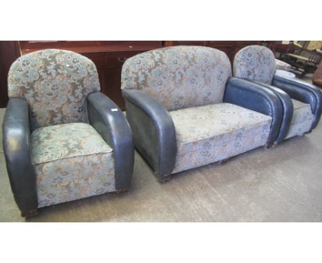 Art Deco design three piece suite comprising two seater sofa and a pair of armchairs. (3)(B.P. 24% incl. VAT)