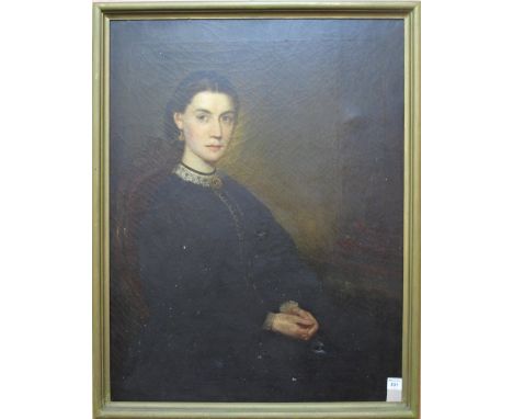 British School, (late 19th Century), portrait of a gracious young woman, oils on canvas.  Framed.(B.P. 24% incl. VAT)