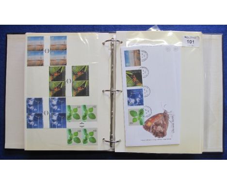 Stamps - Great Britain selection of mint issues in blue photo album, mostly in gutter blocks of four and range of First Day C