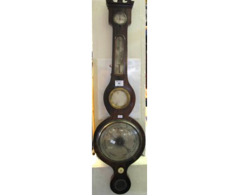 19th Century rosewood wheel barometer.(B.P. 24% incl. VAT)