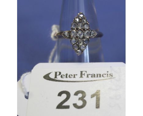 Victorian marquise shaped diamond cluster ring, 2.4g approx.(B.P. 24% incl. VAT)   CONDITION REPORT:  Ring does not show any 