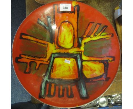 Poole Pottery volcano pedestal bowl. (B.P. 24% incl. VAT)   CONDITION REPORT:  Shape number 58. Monogram HH/HI? Does not appe