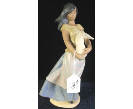 Nao Spanish porcelain figure of a female with rabbit.(B.P. 24% incl. VAT)