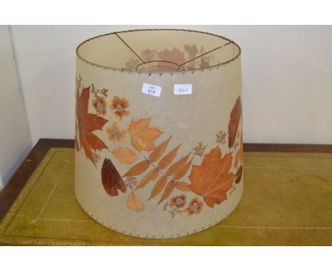 LAMP SHADE WITH APPLIED LEAF AND FLORAL DECORATION