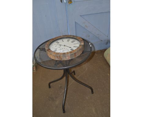 METAL OUTDOOR GARDEN TABLE AND A MODERN BATTERY POWERED WALL CLOCK