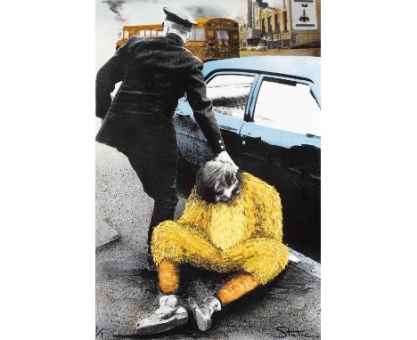 Static (British Duo), 'Grown Up Games', unique, oil, spray paint and screen print on aluminium, singed and numbered 1/1 in bl