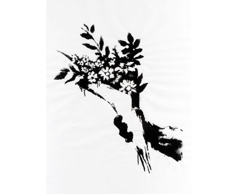 Banksy (British 1974-), 'GDP Flower Thrower', 2019, screen print on 50gsm paper; sheet: 76.5 x 57.5cm ARR