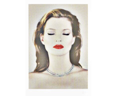 Chris Levine (British 1979-), 'She's Light [Dots], Fluro Lips (Kate Moss)', 2011, silkscreen in colours on paper, signed and 