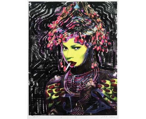 Judith Supine (American 1978-), 'Arcadio', 2014, hand embellished screen print with acrylic paint on archival paper, signed a