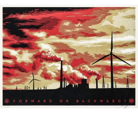 Shepard Fairey (American 1970-), 'The Last Mountain', 2011, screen print in colours on speckle tone paper, signed, dated and 