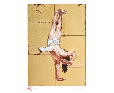 Cosmo Sarson (British), ‘Breakdancing Jesus – The Salute - (Small)’, 2019, archival inkjet print with hand applied gold leaf 