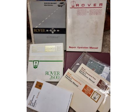Rover, the First Ninety Years, by Eric Dymock, P5 3500 and 2000 workshop manuals, various owners manuals and other Rover ephe