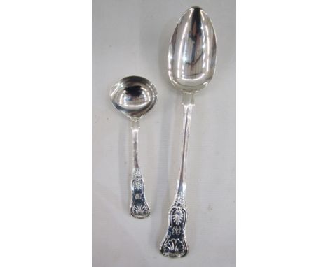Early Victorian silver kings pattern gravy spoon, hallmarked London 1845, by Charles Lias, 82.4g/2.6ozt, together with a silv