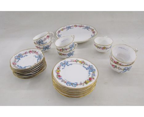 Royal Worcester bone china part tea service, circa 1900, printed puce marks, iron-red pattern no.5047, printed and painted wi