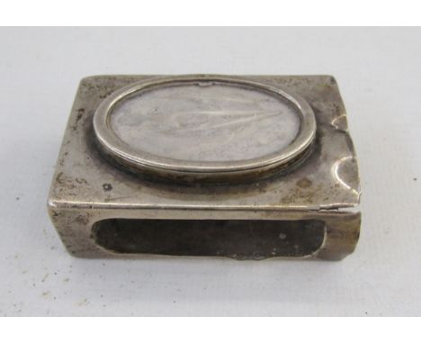 George V silver gilt matchbox holder by Asprey &amp; Co, both sides with engine turned decoration, hallmarked London 1927, to