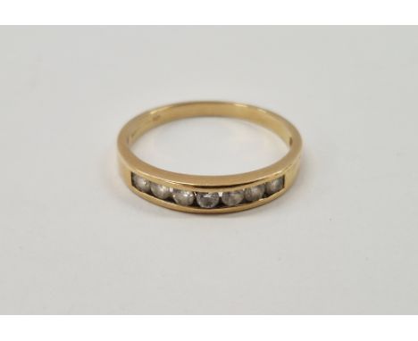 9ct gold and seven-stone diamond half-hoop ring size O, 1.7g gross approx.&nbsp;