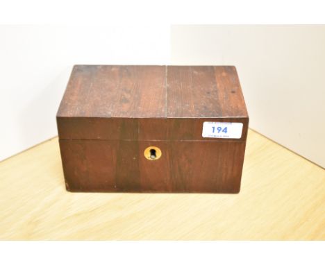 A late 19th/ early 20th century tea caddy, having two compartments to inside, af.