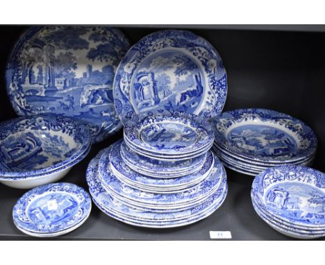 A quantity of Spode Italian blue and white tableware, of various designs, including salad bowls, dinner and side plates, and 