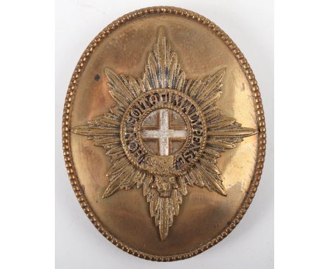 Coldstream Guards Georgian Style Shoulder Belt Plate, oval pattern gilt brass shoulder belt plate with beaded edge. Central G