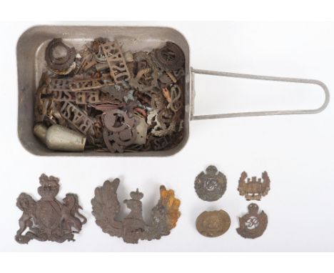 Quantity of Defective British Military Badges, some shoulder titles also. Some appear to be ground excavated. Including WW1 G