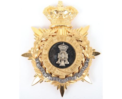 Victorian The Yorkshire Regiment Officers Home Service Helmet Plate, restored example made from original and reproduction par