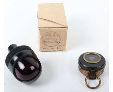 Military Sinclair Reflex Compass and Lamp: Compass with name to front and address to back ,in good condition and 1943 dated b