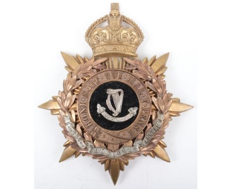 Post 1902 Connaught Rangers Officers Home Service Helmet Plate, with lug fittings to the reverse. We are of the opinion that 
