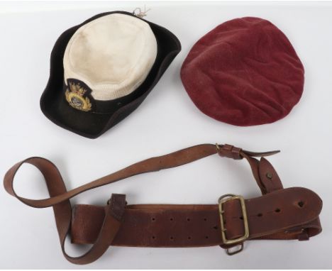 Officers Sam Brown and Hats: Brown leather Sam Brown belt with cross strap, Para beret  and Girls Nautical Training Corps hat