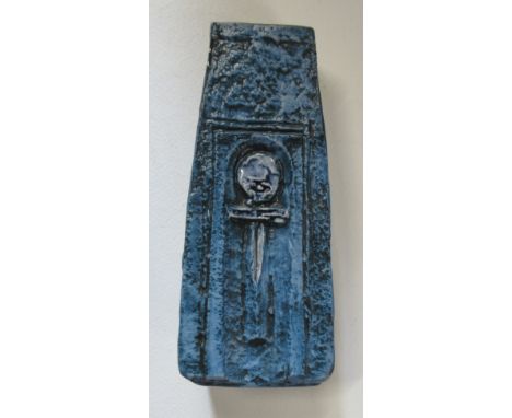 A Troika pottery coffin vase, decorated in blue, height 7ins