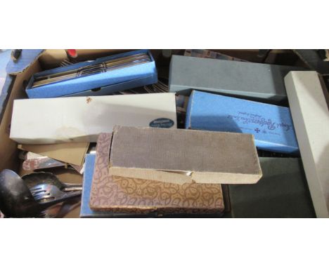A box of silver plate, flatware etc