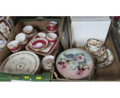 A Wedgwood tea set, in red and gold, together with six Royal Worcester Cumberland pattern dinner plates and other china to in