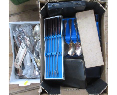 A collection of boxed silver plated flatware