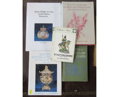 A collection of porcelain books, Minton, Hadley's Worcester etc