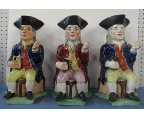 Three Staffordshire Ralph Wood Squire toby jug, height 11.5ins