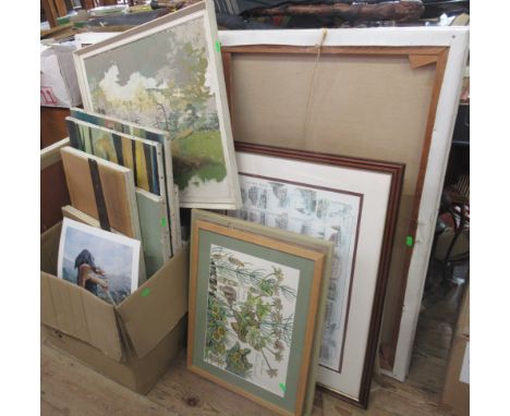 Longmuir, a collection of unframed oil on canvas and framed prints, together with other pictures etc