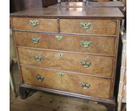 An Antique walnut chest, of two short over three long graduated drawers, on bracket feet, 39.5ins x 22.5ins, height 38ins