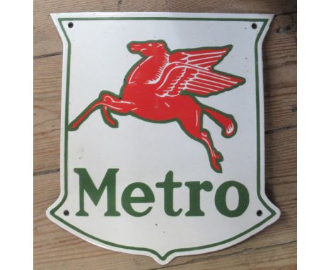An enamel sign, Metro, height 12ins