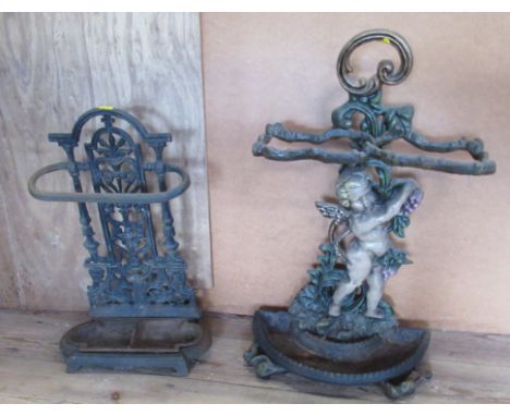 Two Coalbrookdale style metal stick stands