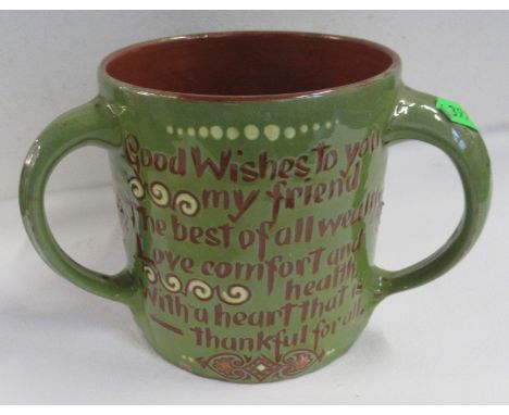 A C H C Branham 1895, three handled loving mug, with text, height 5ins