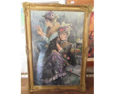 Gordon King, print on canvas, market girl, 35.5ins x 23ins