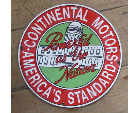 A Continental Motors circular enamel sign, diameter 12ins