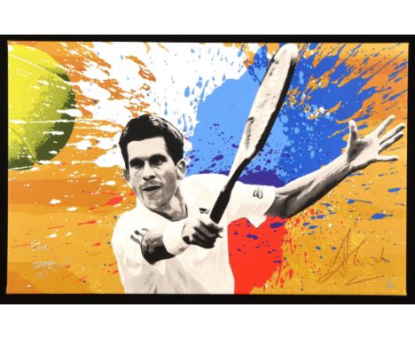 Roxy & G.I. - Limited edition 1/20 Canvas Print Portrait of Tim Henman Playing tennis, Signed by the artist & Tim Henman, 35x