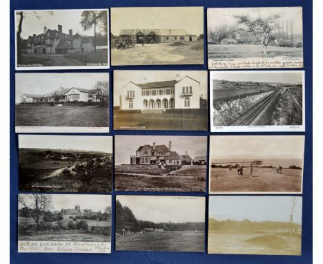 Interesting collection of 20thc English Golf Clubs b&amp;w golfing postcards (12) to include 2x Huntercombe, 2x Hunstanton in