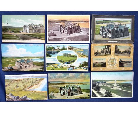 Collection of St Andrews golf links coloured postcards (6) mostly from the early 1900s to include "St Andrews Golf Links (fro