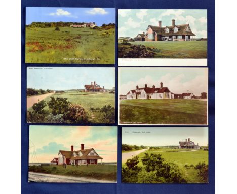 Interesting collection of Aldeburgh Golf Club coloured postcards from 1908 onwards (6) mostly of the golf club - 2x used and 