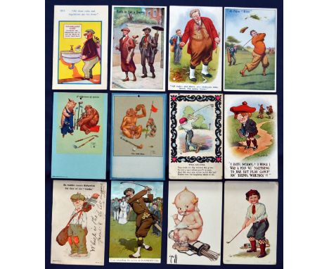 Interesting collection of various early amusing and comic coloured golfing postcards from the early 1900s onwards (12) to inc