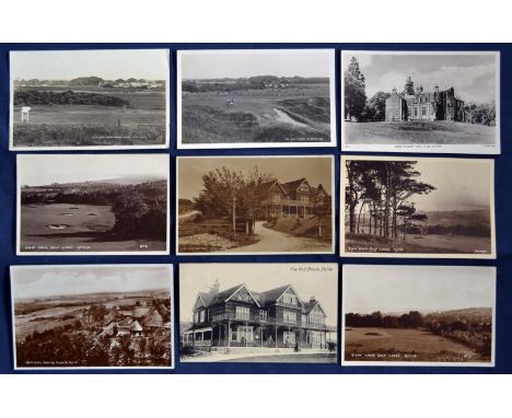 Interesting collection of mostly South of England Golf Clubs b&amp;w postcards from the early 1900s onwards (9) to include 6x